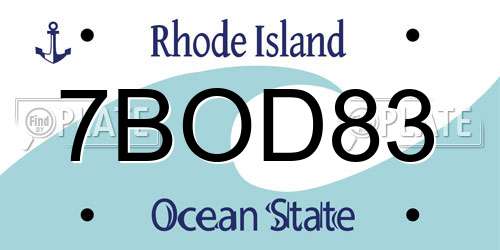 7BOD83 Rhode Island License Plate