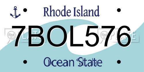 7BOL576 Rhode Island License Plate