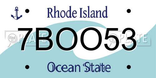 7BOO53 Rhode Island License Plate