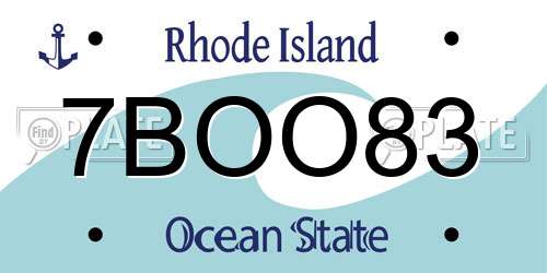 7BOO83 Rhode Island License Plate