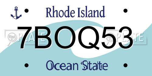 7BOQ53 Rhode Island License Plate
