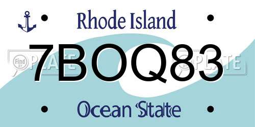 7BOQ83 Rhode Island License Plate