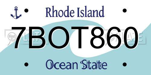 7BOT860 Rhode Island License Plate