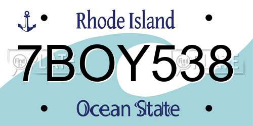 7BOY538 Rhode Island License Plate