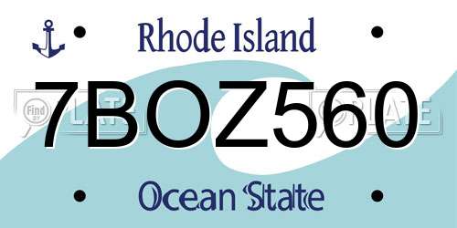 7BOZ560 Rhode Island License Plate
