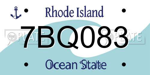 7BQ083 Rhode Island License Plate