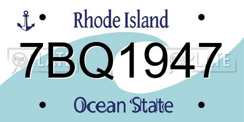 7BQ1947 Rhode Island License Plate