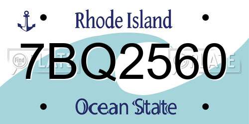7BQ2560 Rhode Island License Plate
