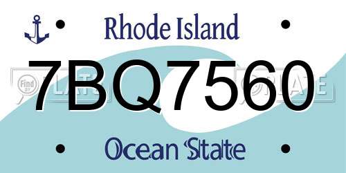 7BQ7560 Rhode Island License Plate