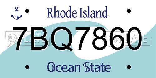 7BQ7860 Rhode Island License Plate