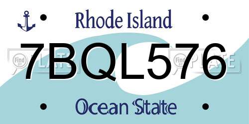 7BQL576 Rhode Island License Plate