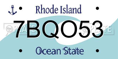 7BQO53 Rhode Island License Plate