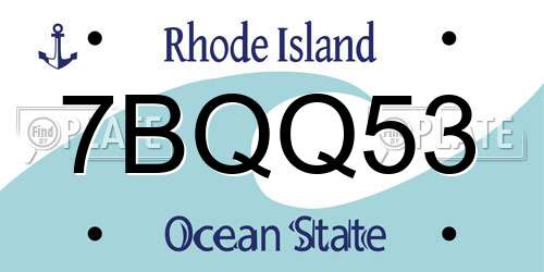 7BQQ53 Rhode Island License Plate