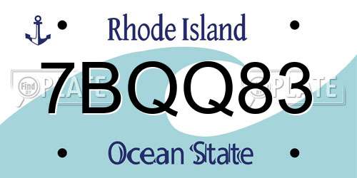 7BQQ83 Rhode Island License Plate