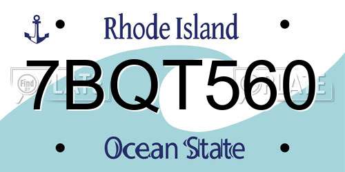 7BQT560 Rhode Island License Plate