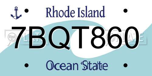 7BQT860 Rhode Island License Plate