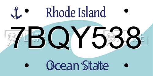 7BQY538 Rhode Island License Plate