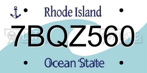7BQZ560 Rhode Island License Plate