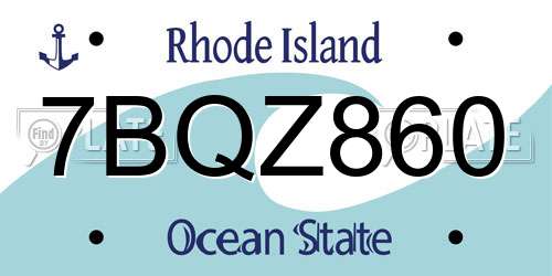 7BQZ860 Rhode Island License Plate