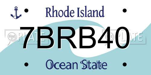 7BRB40 Rhode Island License Plate