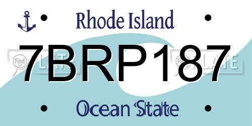 7BRP187 Rhode Island License Plate