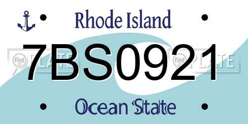 7BS0921 Rhode Island License Plate