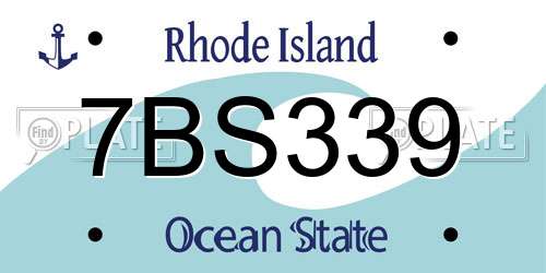 7BS339 Rhode Island License Plate