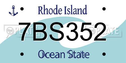 7BS352 Rhode Island License Plate