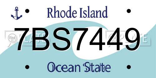 7BS7449 Rhode Island License Plate