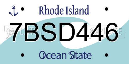 7BSD446 Rhode Island License Plate