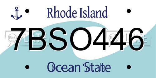 7BSO446 Rhode Island License Plate
