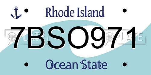 7BSO971 Rhode Island License Plate