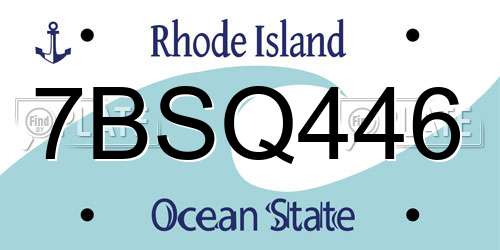 7BSQ446 Rhode Island License Plate