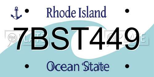 7BST449 Rhode Island License Plate