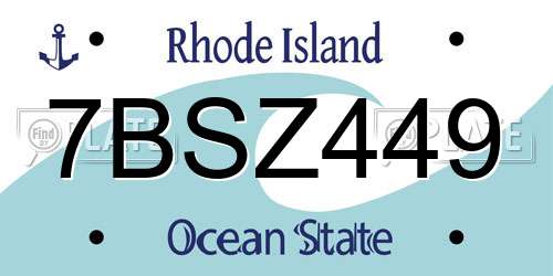 7BSZ449 Rhode Island License Plate