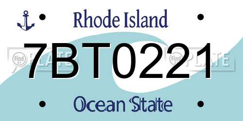 7BT0221 Rhode Island License Plate