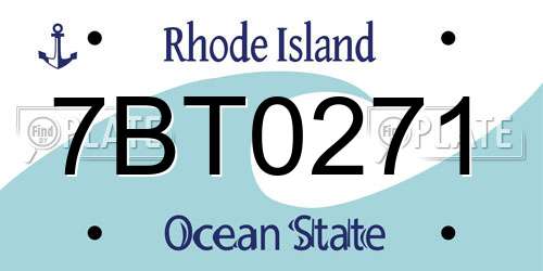 7BT0271 Rhode Island License Plate