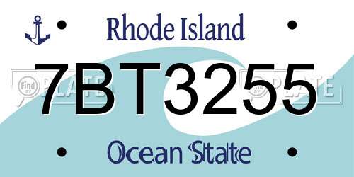 7BT3255 Rhode Island License Plate