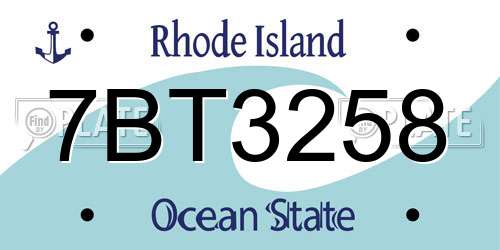 7BT3258 Rhode Island License Plate