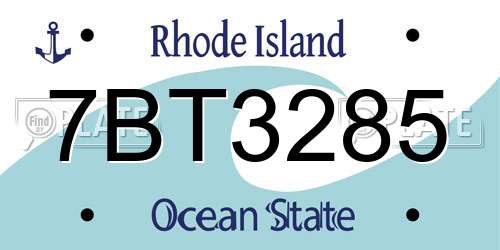 7BT3285 Rhode Island License Plate
