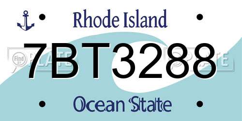 7BT3288 Rhode Island License Plate