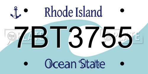 7BT3755 Rhode Island License Plate