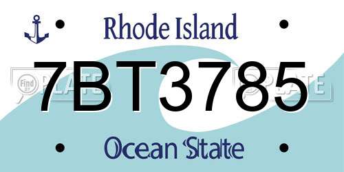 7BT3785 Rhode Island License Plate