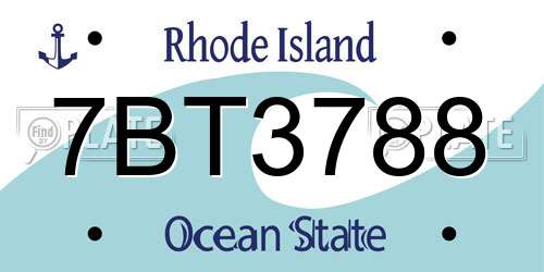 7BT3788 Rhode Island License Plate