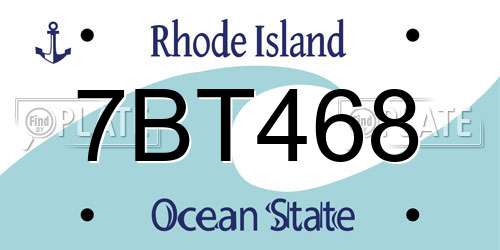 7BT468 Rhode Island License Plate
