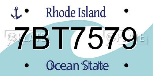 7BT7579 Rhode Island License Plate