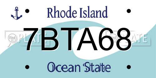 7BTA68 Rhode Island License Plate