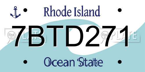 7BTD271 Rhode Island License Plate