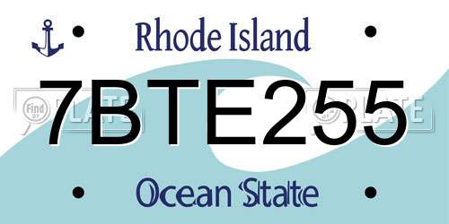 7BTE255 Rhode Island License Plate