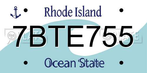 7BTE755 Rhode Island License Plate